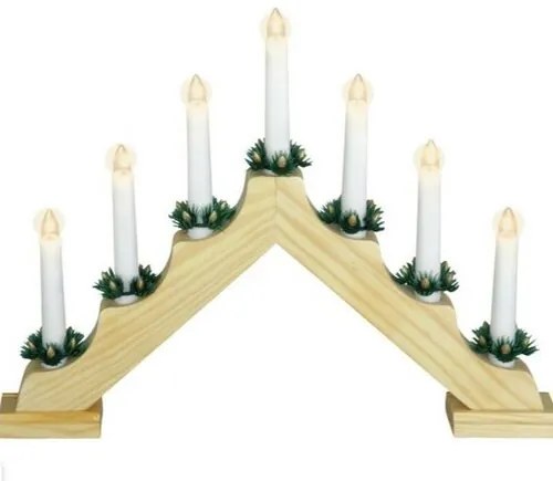 LED fa adventi gyertyatartó, 7x LED, 41 x 30 x 5,5 cm