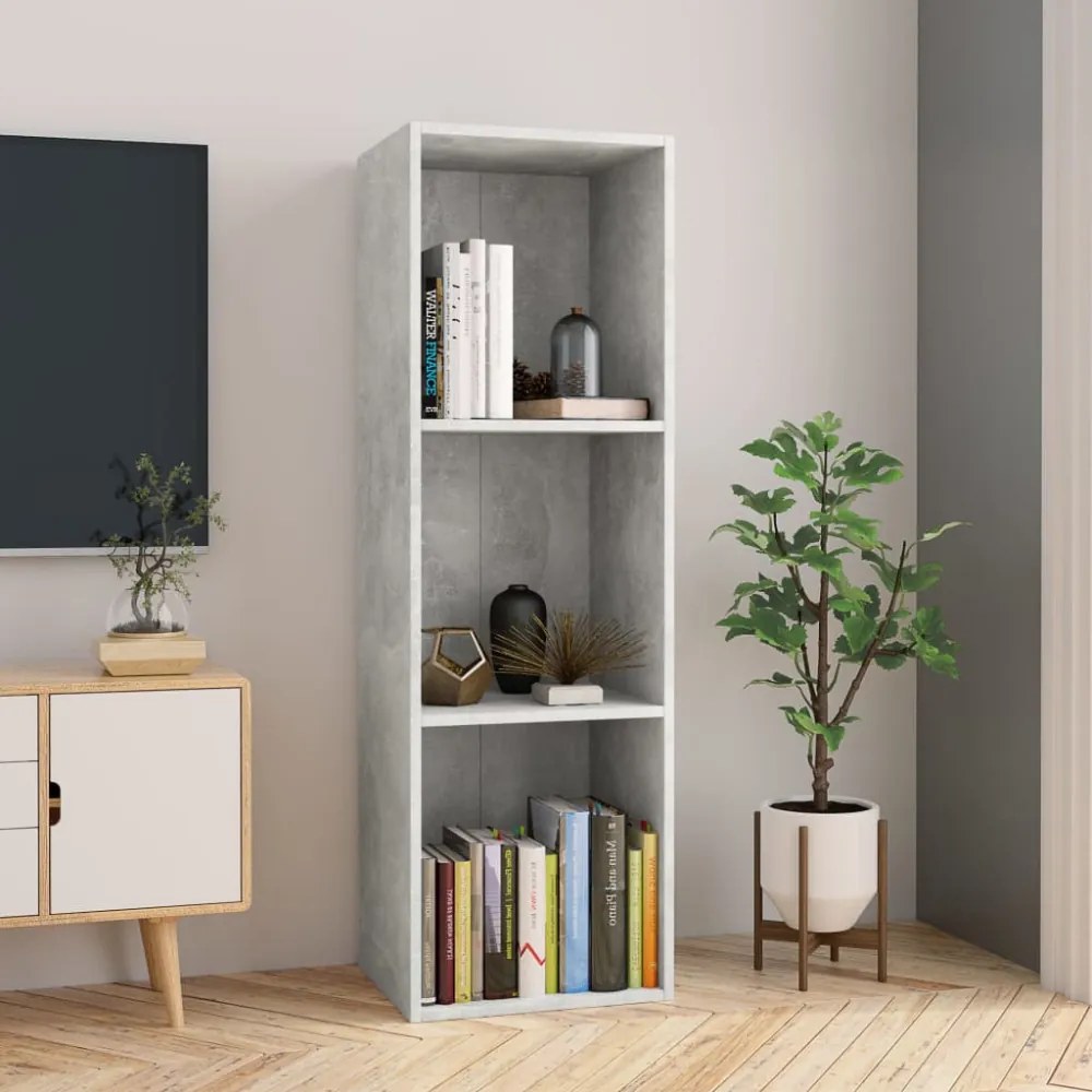 betonszürke szerelt fa könyv-/TV-szekrény 36 x 30 x 114 cm