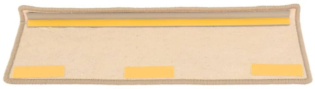 15 db lépcsőszőnyeg, 65 x 21 x 4 cm, sötétbézs, téglalap alakú széllel