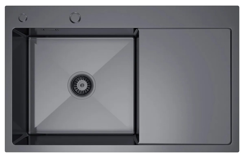 Erga HD, 1 kamrás acél mosogató 780x490x210 mm, bal, grafit, ERG-MLS-HD7849LB