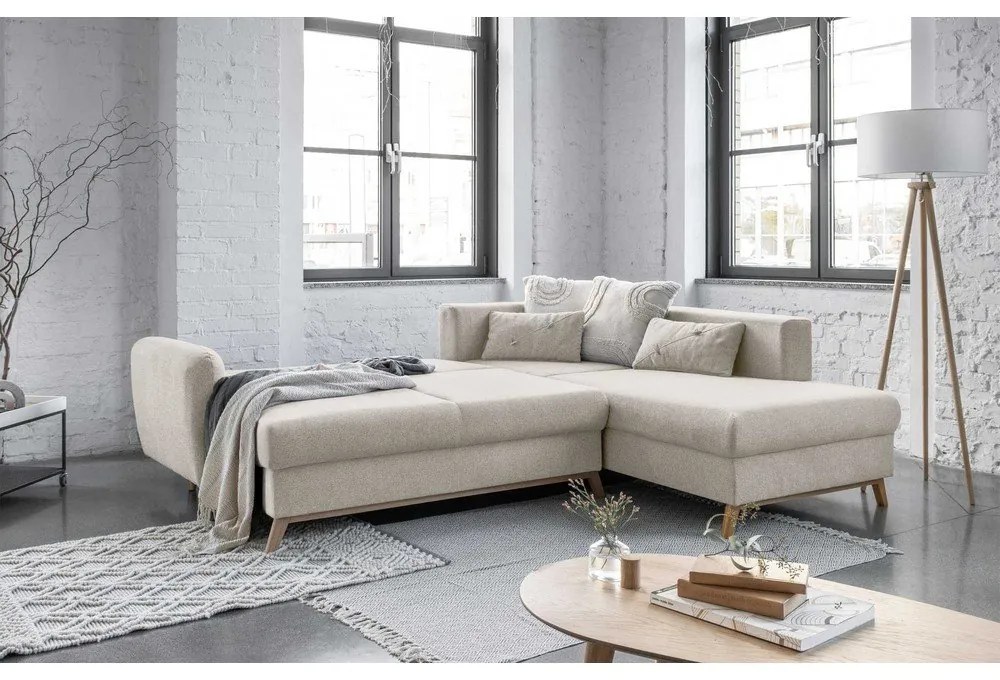 Scandic Lagom L bézs kinyitható kanapé, jobb oldalas - Miuform