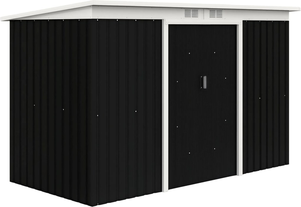 Outsunny Fém Szerszámtároló 6.3m³ 280x130x172cm Tetőablakkal, Csúsztatható Fiúajzókert Fészer Kültéren, Védett Kerti Ház, Szerszámtároló a Hátsó Udvar