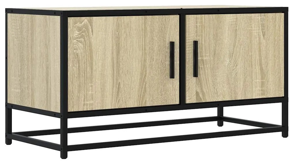 sonoma tölgyszínű szerelt fa és fém TV-szekrény 80x34,5x40 cm