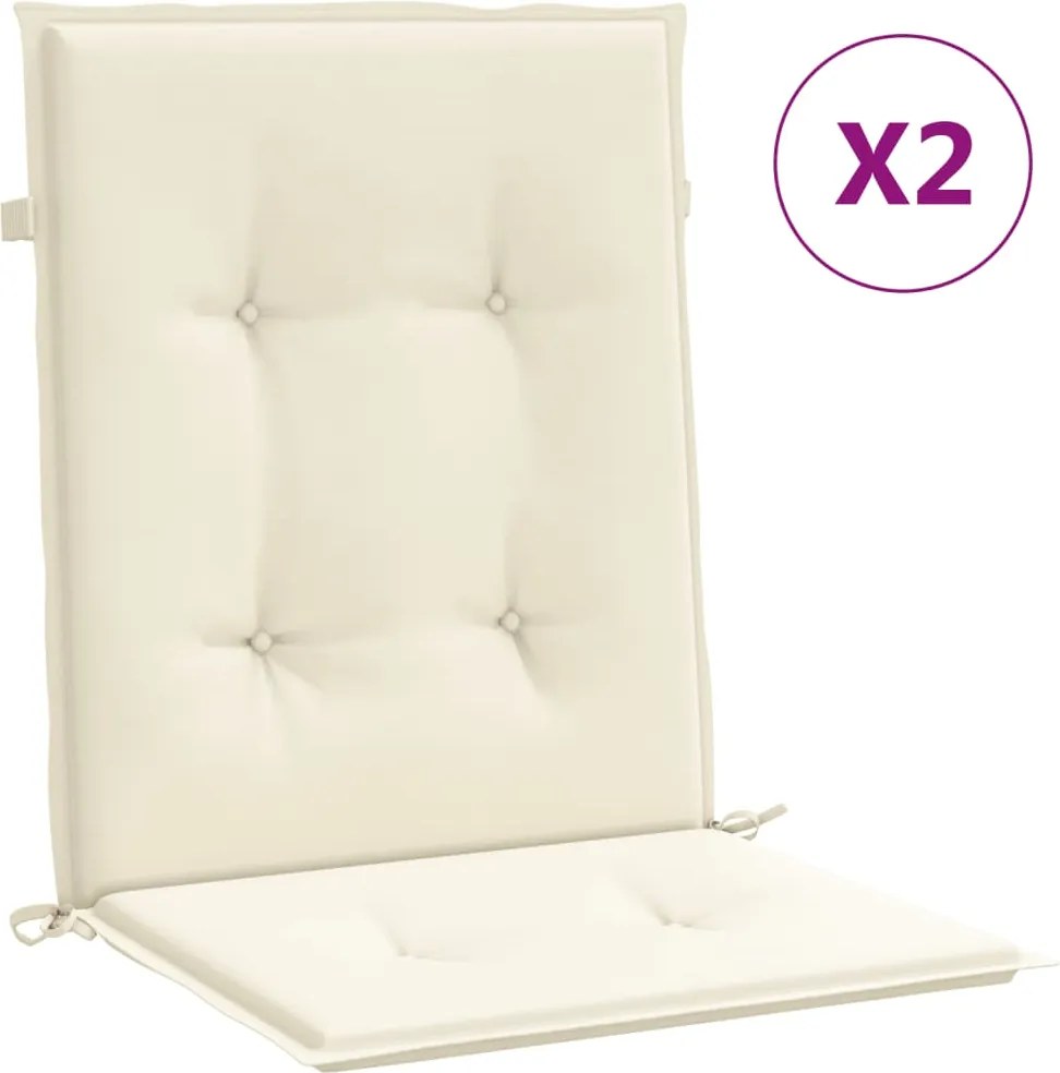 vidaXL 2 db krémszínű oxford szövet háttámlás székpárna 100x50x3 cm