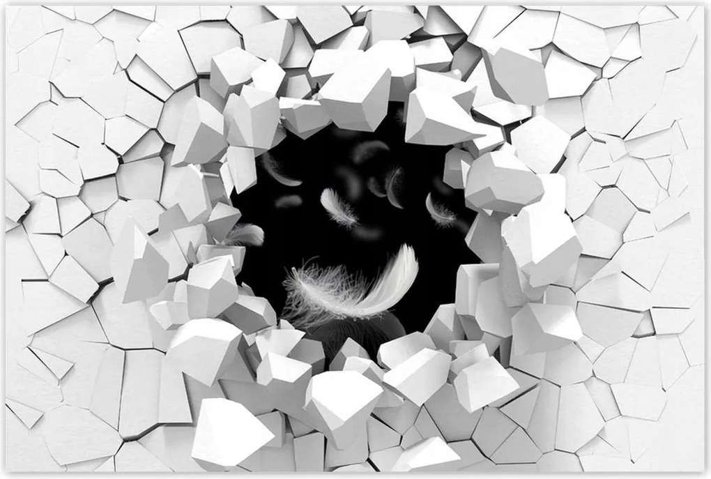 Poszter 60x40 Hulló fehér tollak