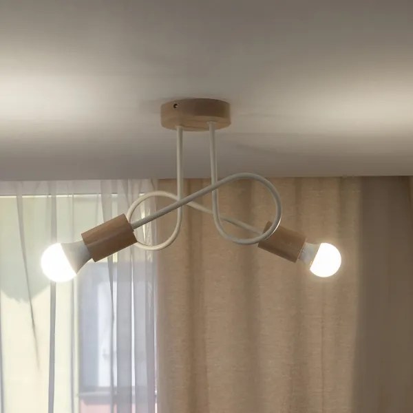 Felületre szerelhető csillár OXFORD 2xE27/15W/230V fenyő/krémszínű