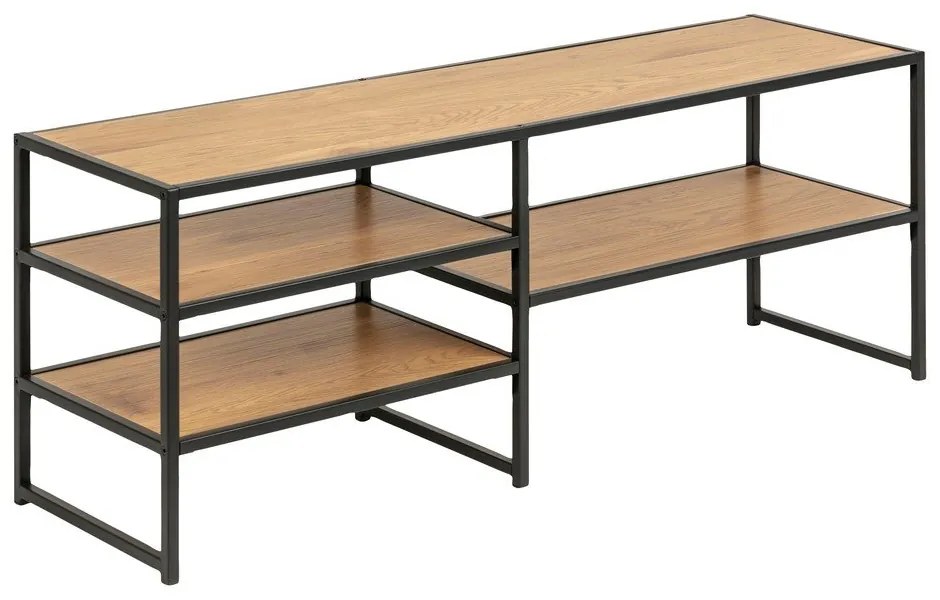 Fekete-natúr színű TV-állvány tölgyfa dekorral 120x46 cm Seaford – Actona