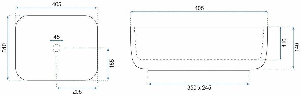 Rea Demi Mini, asztali mosogató 400x305x140 mm, fehér, REA-U5064