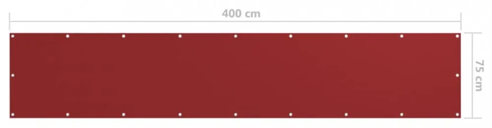 piros oxford-szövet erkélyparaván 75 x 400 cm
