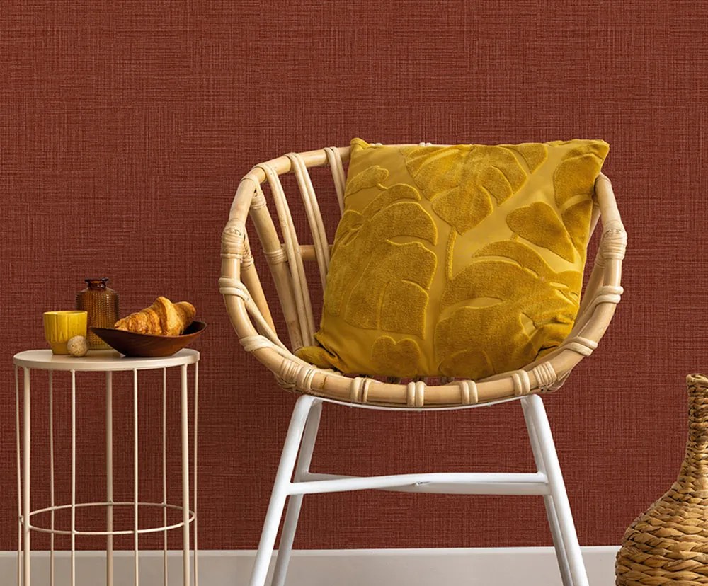 Zambaiti Parati Marrakech Unito2 terracotta egyszínű texturált vlies tapéta – Z70720