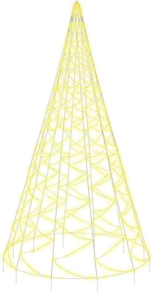 vidaXL karácsonyfa zászlórúdon 3000 meleg fehér LED-del 800 cm