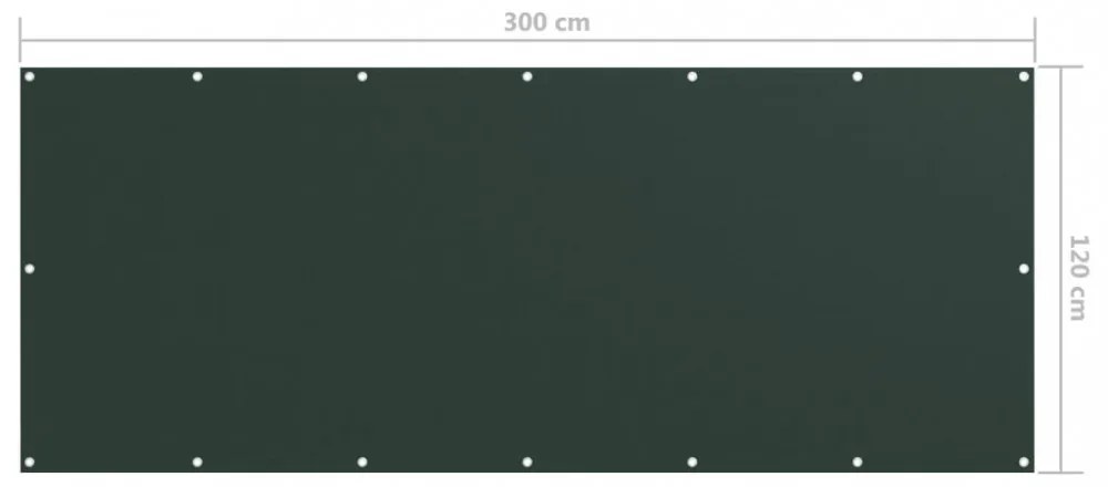 sötétzöld oxford-szövet erkélyparaván 120 x 300 cm