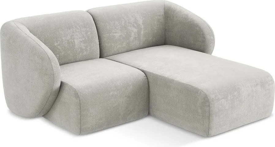 Világosszürke zsenília sarokkanapé (jobb oldali-heverő résszel) Lani – Makamii