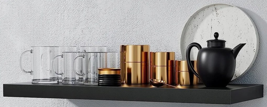 Polc 80x15cm Fehér Fekete Tölgy Falra Akasztható Nappali Konyha Szoba Bútor