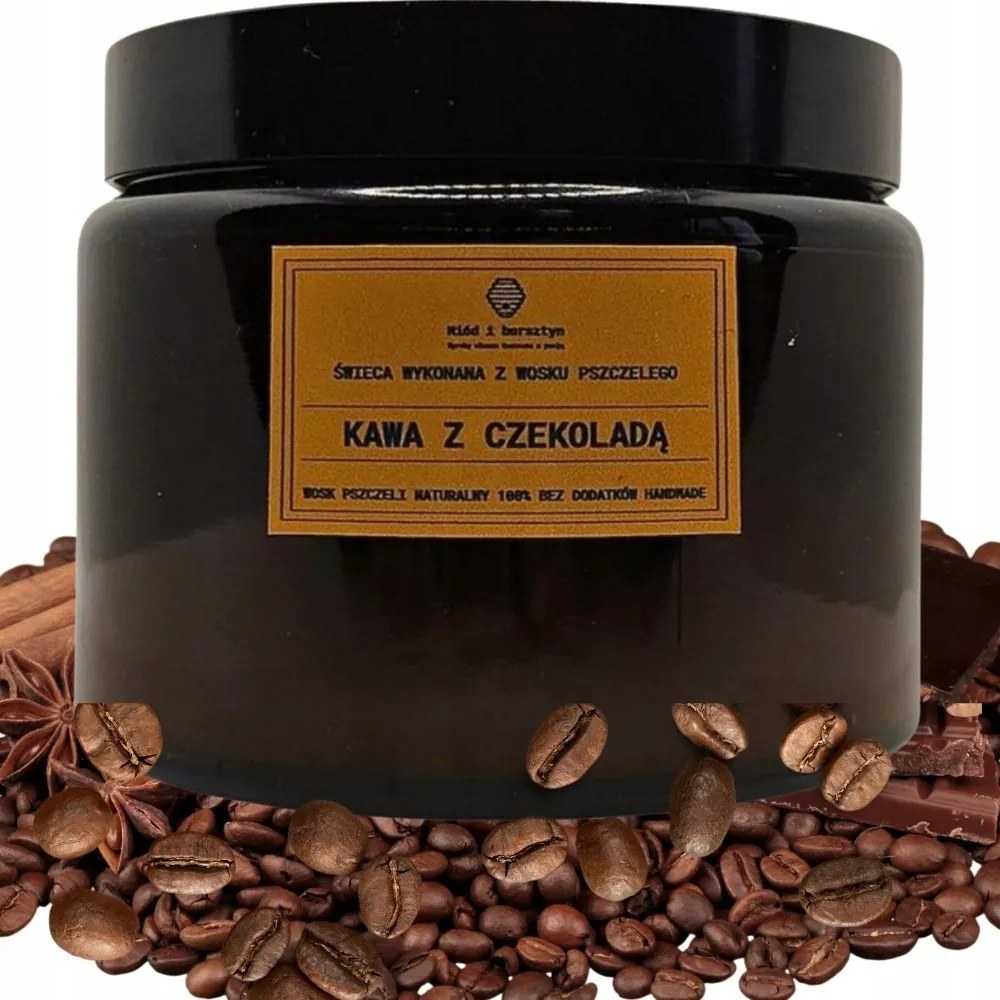 Természetes Bio Méhviasz tégelyes gyertya Kávé Csokoládéval 500 ml