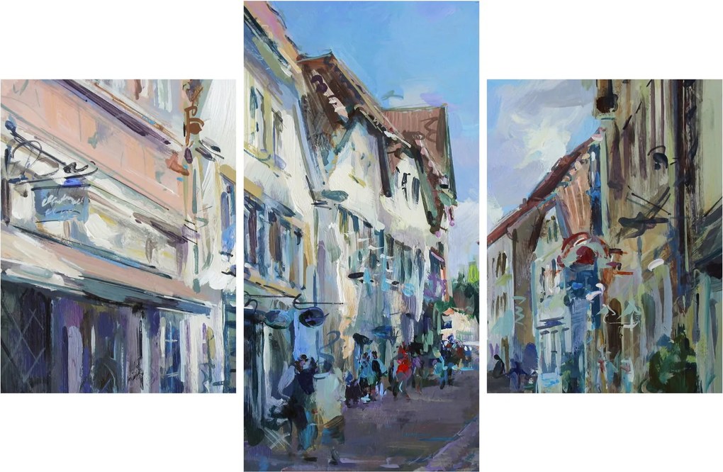 Kép - régi város sikátora, akril festmény (90x60 cm)