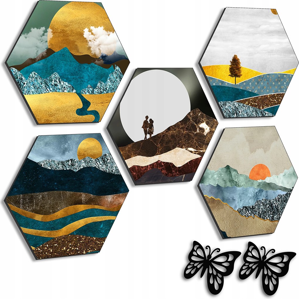 Faldekorációk Képszett Képek Nappaliba Konyhába Absztrakt Arany