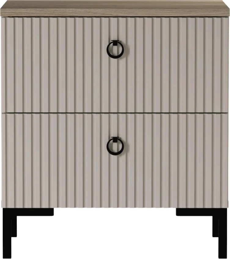 Éjjeliszekrény, szürkésbarna Taupe/silverjack tölgy, DOMCA 2S