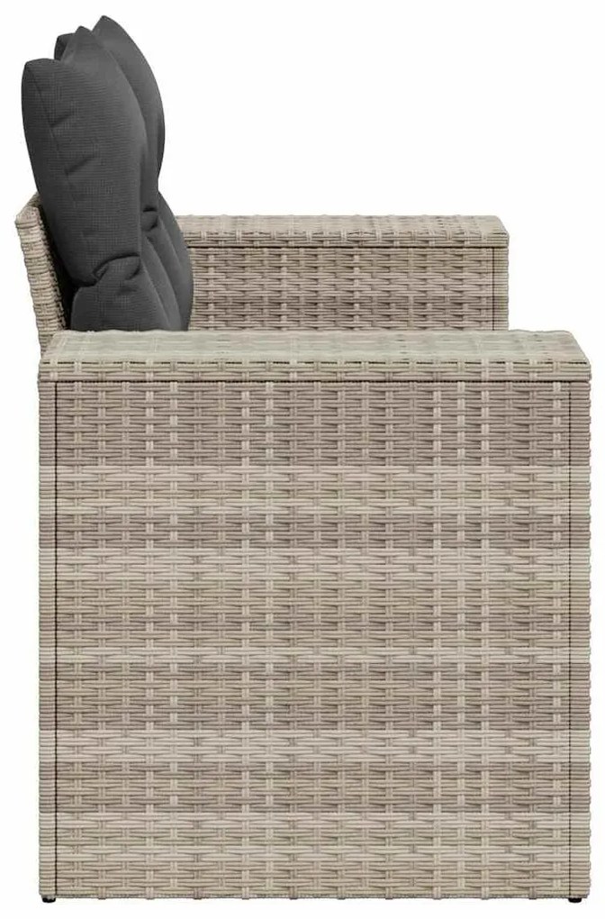 2 személyes világosszürke polyrattan kerti kanapé párnával