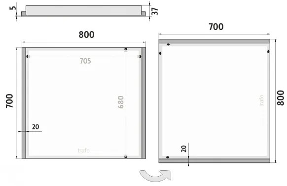 NIMCO ZP 11003 - LED Fürdőszobai tükör háttérvilágítással 6500K 70x80 cm IP44