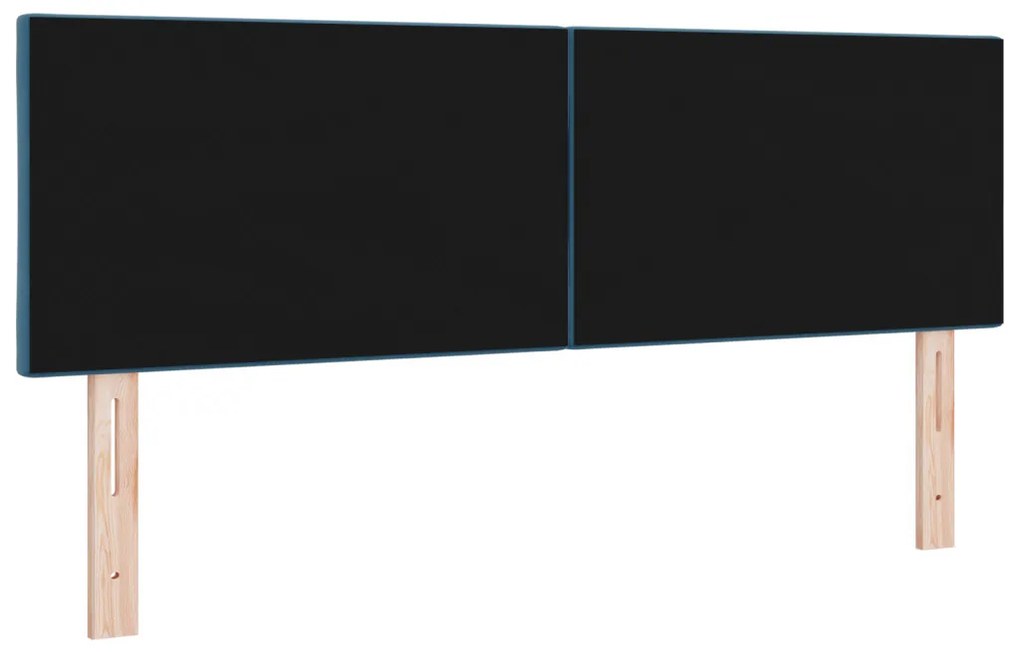 LED Ágytámla Gyémánt Blokkok Dizájn Sötétkék 144 cm Vászon