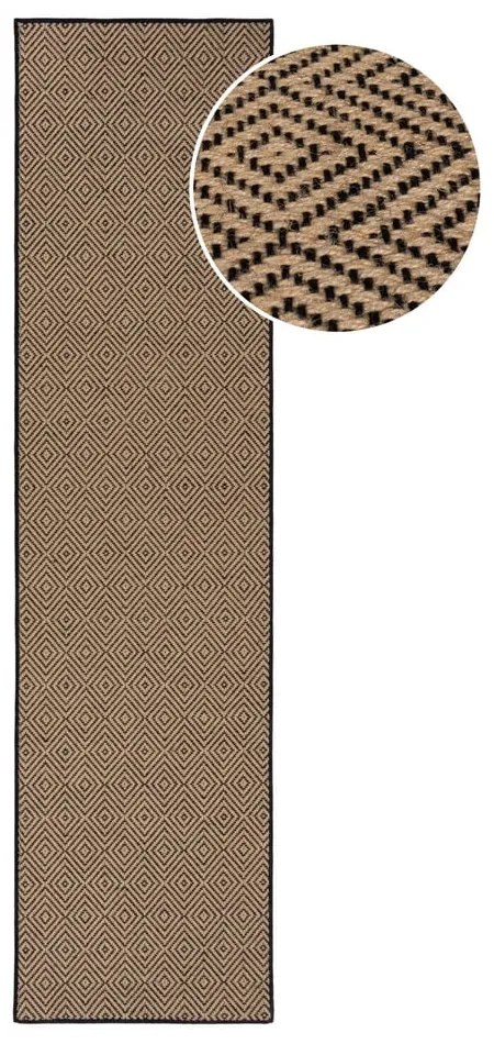 Fekete-natúr színű juta futószőnyeg lépcsőre 60x800 cm Diamond – Flair Rugs