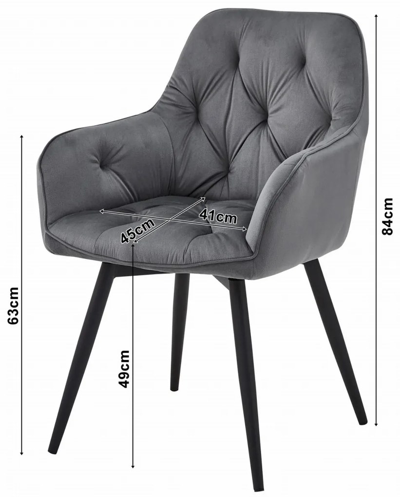 JORK360 VELVET fekete forgó étkezőszék