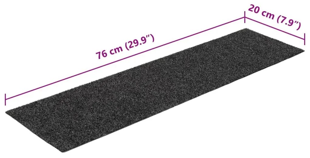 15 db antracit négyszögletes öntapadó lépcsőszőnyeg 76 x 20 cm
