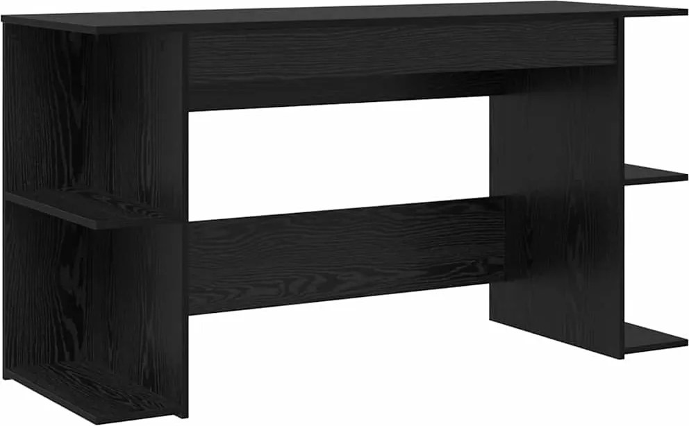 vidaXL Asztal polcokkal Egyéb Musta tammi 140 x 50 x 75 cm Faanyag