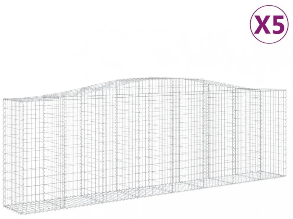 vidaXL 5 db íves horganyzott vas gabion kosár 400x50x120/140 cm