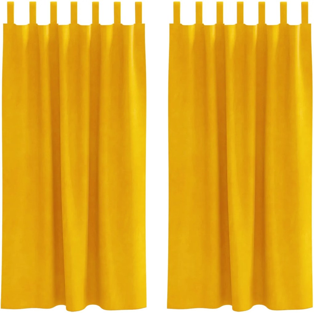 vidaXL Sötétítő függönyök 2 pcs Mustár sárga 140 x 175 cm Bársony