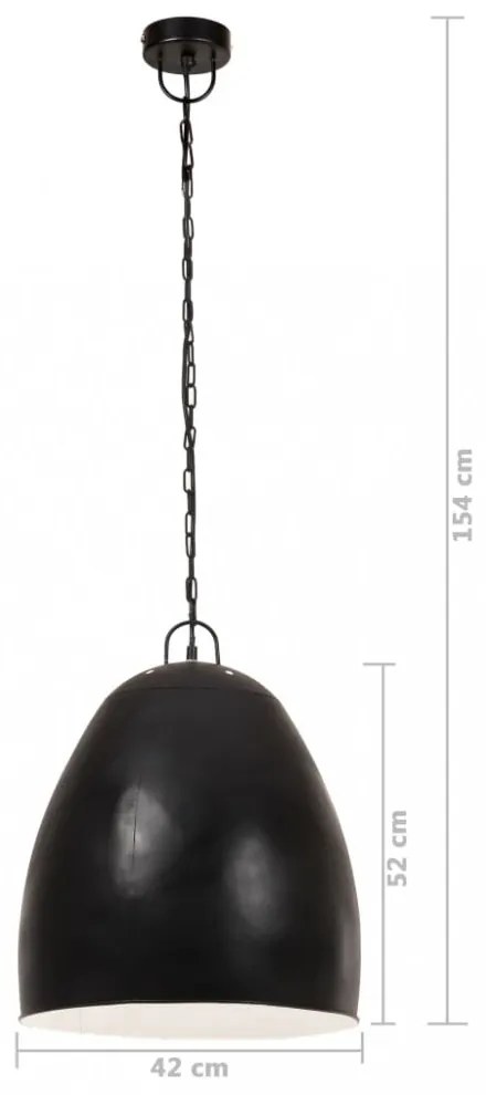 kerek fekete ipari függőlámpa 25 W 42 cm E27