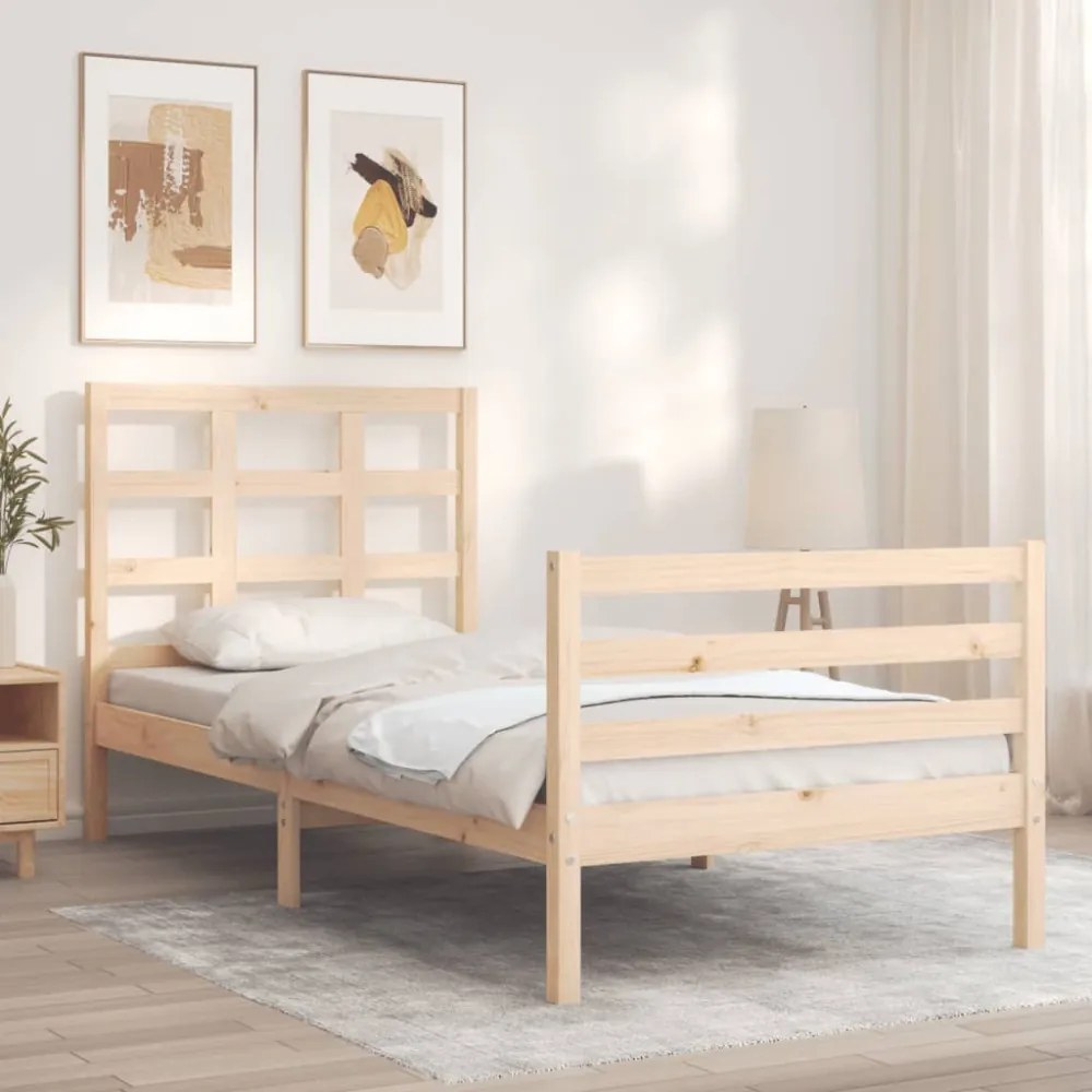 tömör fa ágykeret fejtámlával 90 x 200 cm