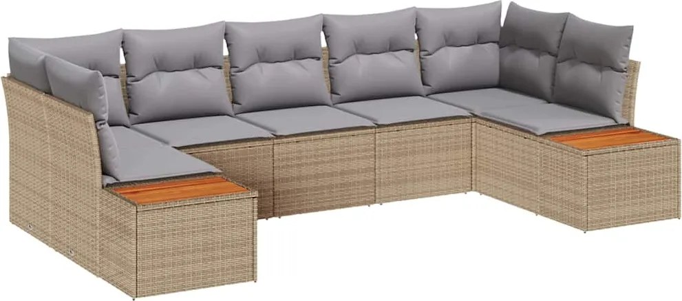vidaXL Kerti Kanapé Szett 7 pcs Beige és Világosszürke Polyrattan