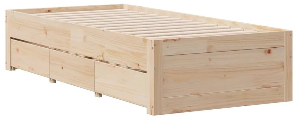 tömör fenyőfa fiókos ágykeret matrac nélkül 75 x 190 cm