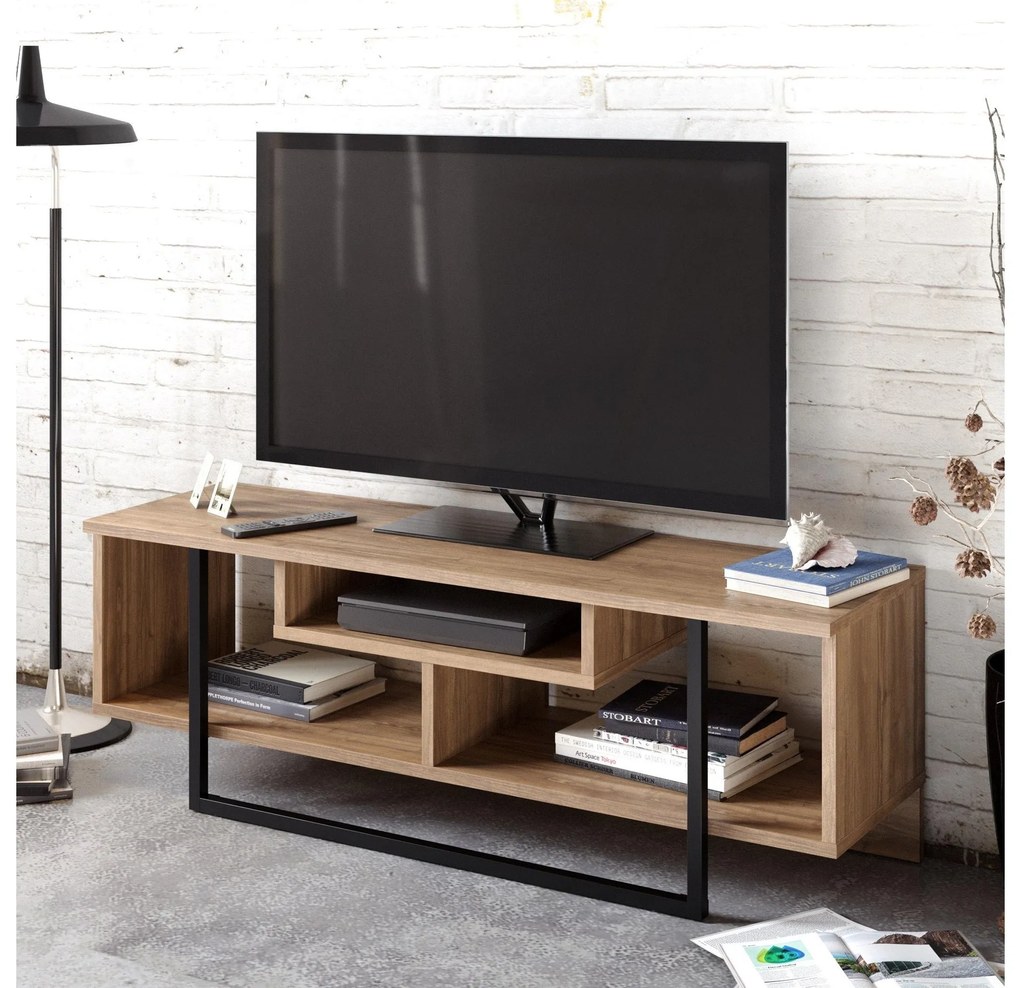 TV asztal/Szekrény Aslana 120 (dió + fekete) . 1101382