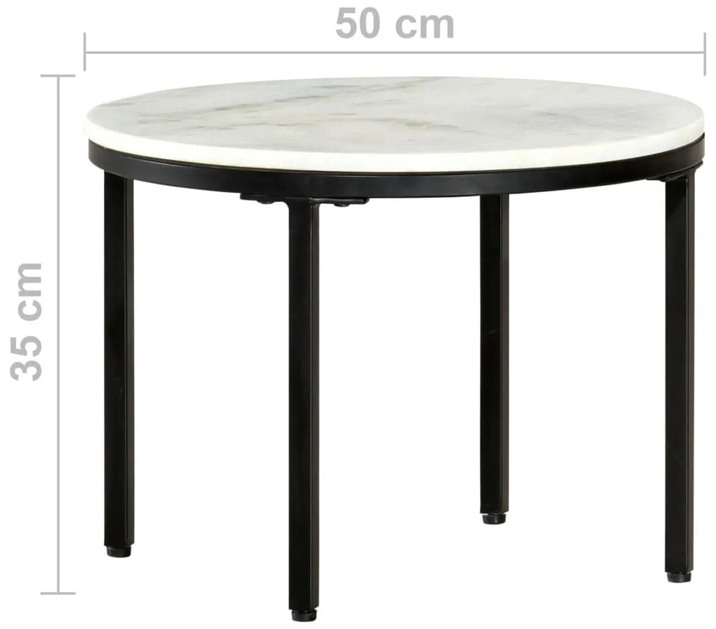 Fehér és fekete valódi tömör márvány dohányzóasztal Ø50 cm