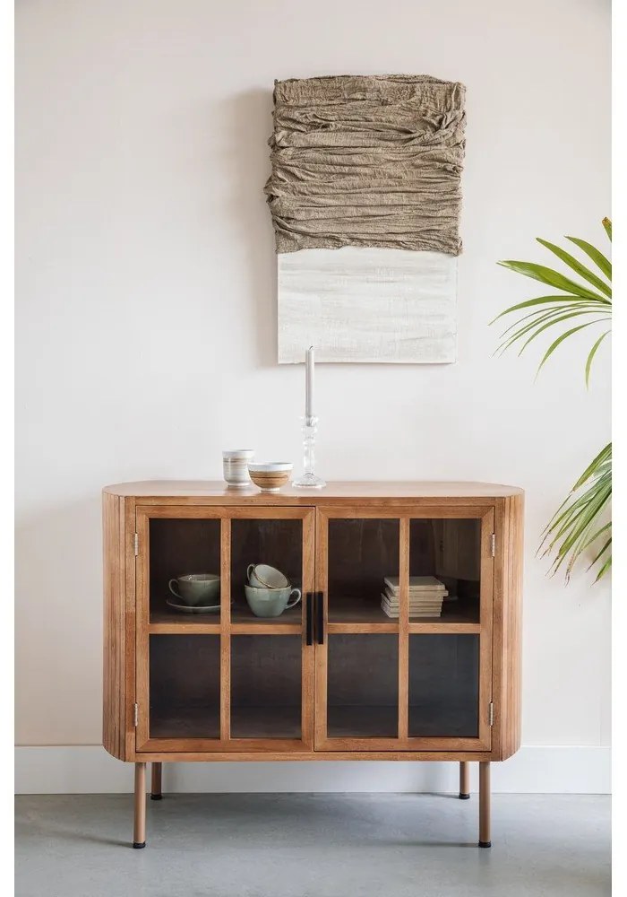 Natúr színű kaucsukfa tálalószekrény 100x80x38 cm Yaz – White Label