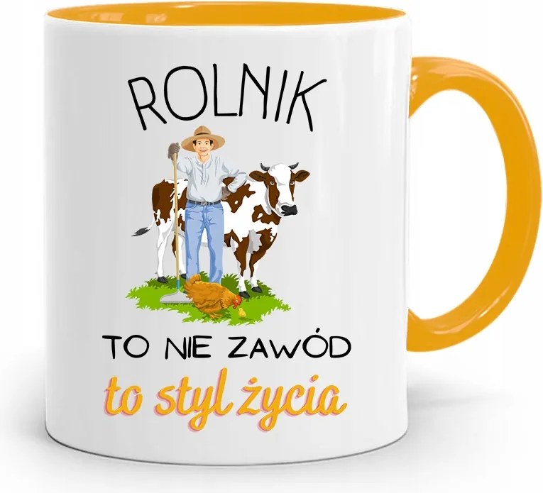 A Gazdálkodó Számára A Sárga Gazdálkodó Bögre Egy Életstílus, fényképes nyomtatással