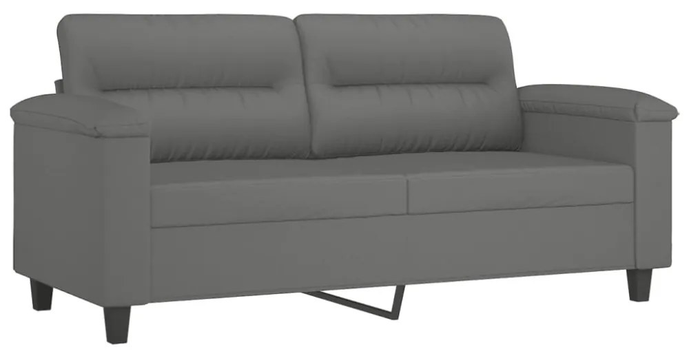 vidaXL 2 személyes sötétszürke mikroszálas szövetkanapé párnával 140cm