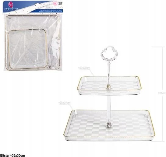 Elegáns kétszintes tányér arany szegéllyel