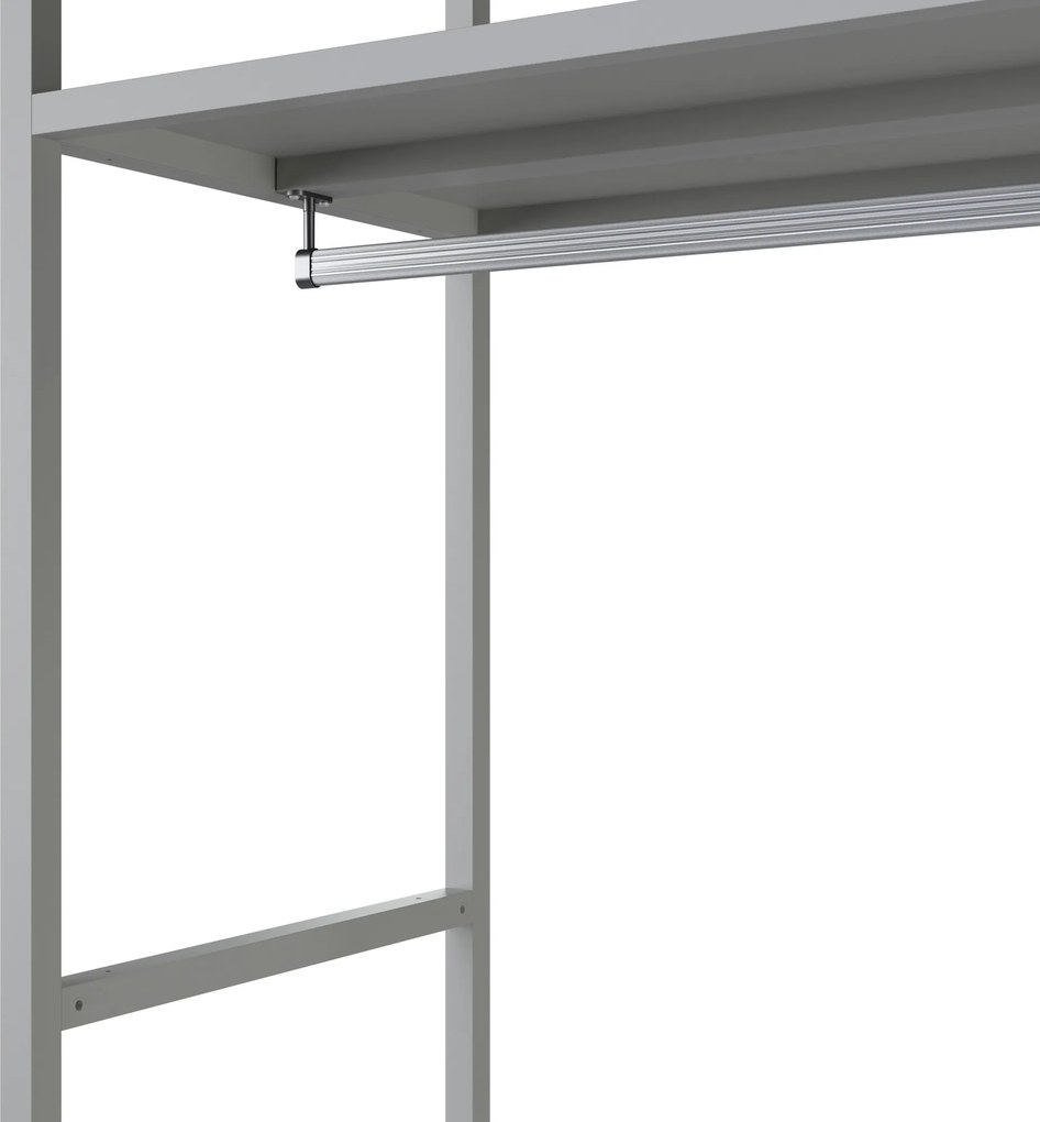 Irodai polc nyitott ruhaakasztó rúddal, recepcióra és váróterembe, fém, szürke, 800x2200x400 mm: ARIEL