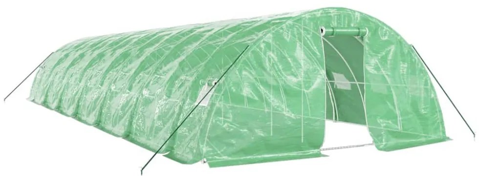 zöld acélvázas melegház 70 m² 14 x 5 x 2,3 m