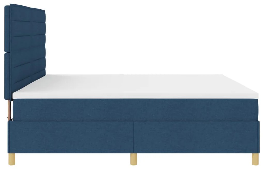 vidaXL Boxspring ágy matraccal és LED világítással, kék szövet, 200x200 cm