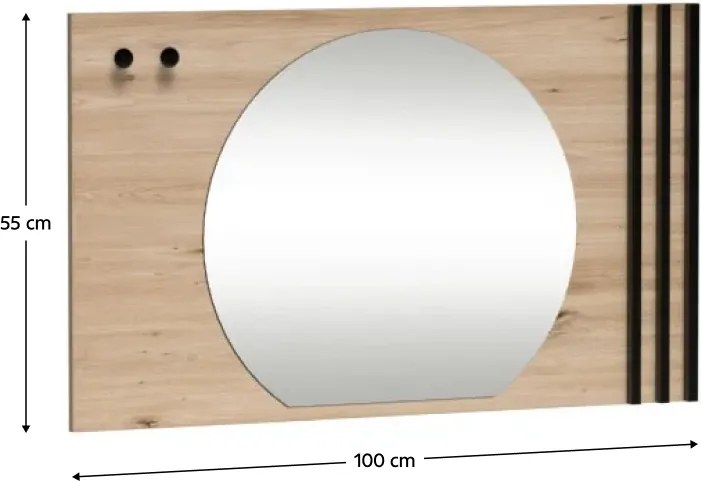KOLI C-21 tükör, tölgyfa artisan