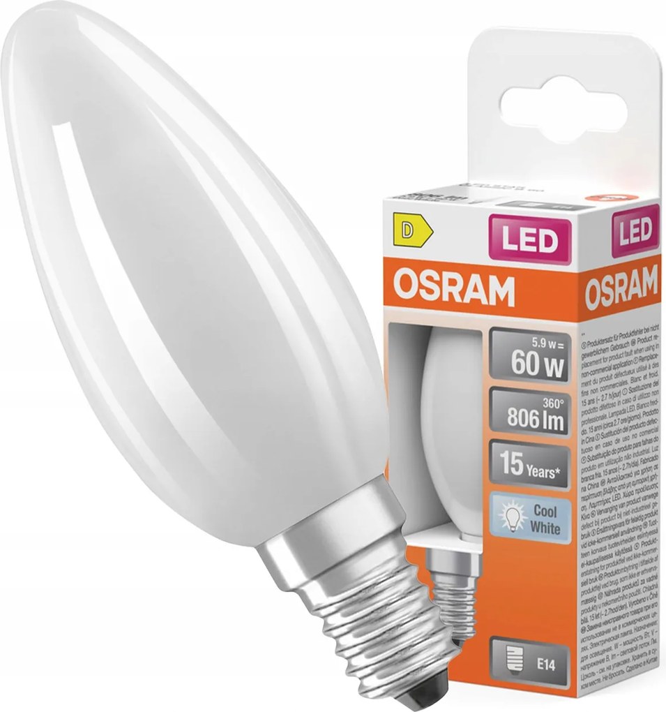 Led izzó B35 Gyertya E14 5.5W 60W 806lm 4000K Semleges 300° Filament