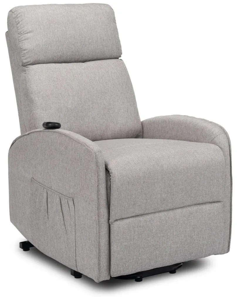 Elektromosan Vezérelhető TV és Relaxfotel Szürke Szövet Kárpittal. Felállást Segítő Funkcióval. COLTON
