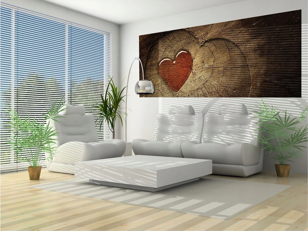 Flizelin fotótapéta Fa szív vízzel fa tégelyek 250x104 +ragasztó