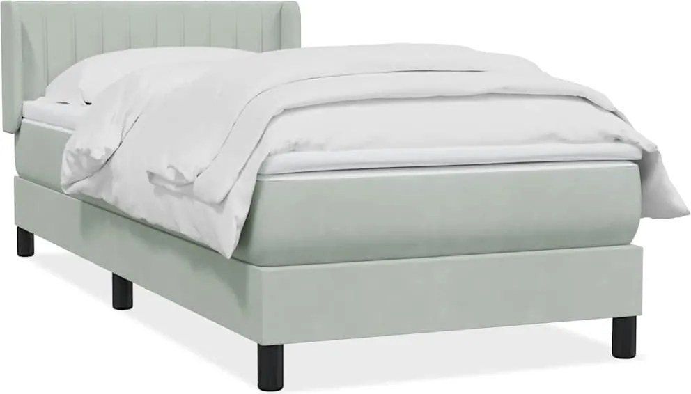 vidaXL világosszürke bársony rugós ágy matraccal 80x220 cm