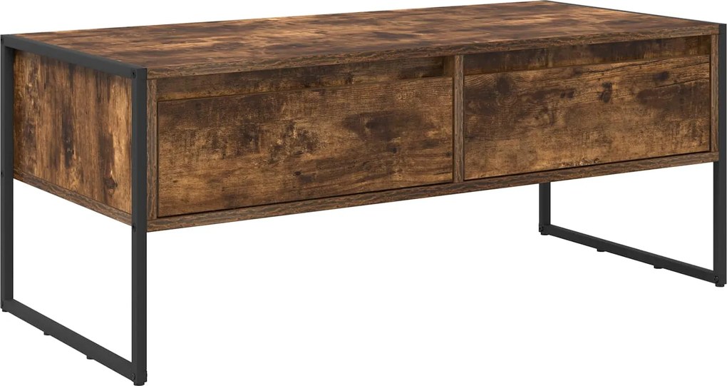 vidaXL Dohányzóasztal fiókkal Füstös tölgy 100 x 46 x 40 cm Faanyag